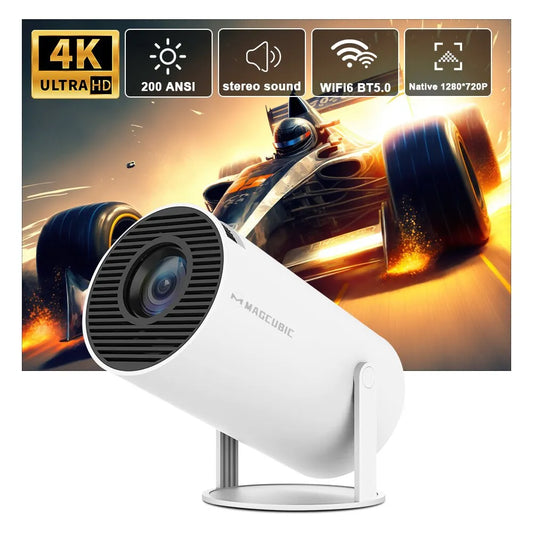 Projector Hy300 4K Android 11 Dual Wifi6 200 ANSI Allwinner H713 BT5.0 1080P 1280*720P Home Cinema Outdoor Projetor